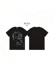 2025 Revenge Streetwear Essential- Vintage Smoke Skull Graphic Couple's Tee In American Cut Short Sleeve Fit - 黑色 - 查看 9