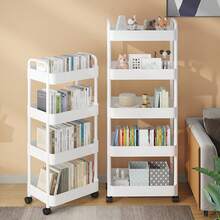Storage Trolley – 5-Tier Bathroom Shelving System, Mobile Rolling Trolley, Plastic Transport Trolley For Kitchen, Bathroom And Laundry Room - trắng - Xem 4
