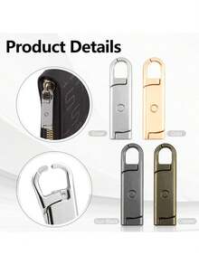 4pcs Detachable Metal Zipper Pulls, Zipper Replacements (Upgrades), Detachable Zipper Pulls Suitable For Luggage, Clothing, Jackets, Backpacks, Boots, Wallets, Coats - Anti-Theft Deterrent - Secure Zipper - Zipper Pull Replacement Parts - 彩色 - 查看 5
