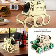 1个独特的木制酒架 - 可容纳4瓶酒，非常适合家庭酒吧和厨房装饰，是理想的圣诞礼物，也可作为桌面装饰品。 - 彩色 - 查看 6