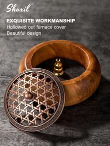 shoxil 1 pièce Brûle-encens en bois de noyer, diffuseur d'aromathérapie d'intérieur avec encens de santal, décoration de cérémonie du thé, décoration pour la maison, le salon, le bureau, la chambre, cadeau pour le Ramadan - Encensoir - Voir 9