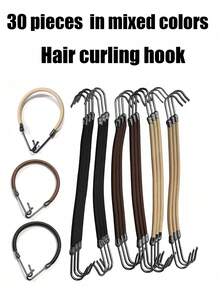 30个/10个/5个装 女士发钩、马尾辫发圈、弹力橡皮筋、发饰、弹性固定工具、发型设计、发饰、美发工具、卷发饰品、发饰、发饰、秋季、旅行、美发工具、女士配饰、美发用品、秋季、发饰、头部饰品
