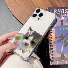 Pink Bow Cute Cat And Matcha Drink Pattern Fine Hole Transparent Phone Case, Comfortable Grip, Exquisite Printing, Innovative Design, Compatible With IPhone 17/16/15/14/13/12/11/X PLUS PROMAX 17promax/15promax - 蘋果(1台) - 查看 5