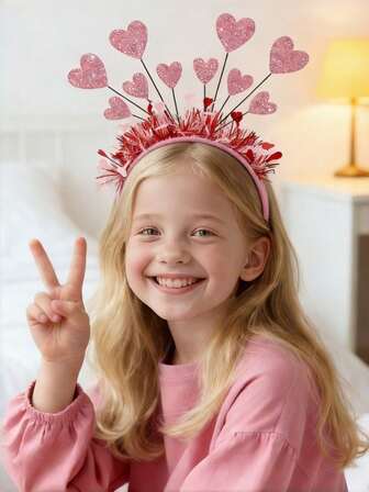 1 Stück Valentinstag Herz Haarband, rotes Herz Haarschmuck für Hochzeit, Braut, Single Party Foto Requisiten, Mädchen Feiertags Party Haarzubehör, geeignet für Party, Hochzeit Kinder Haardekoration