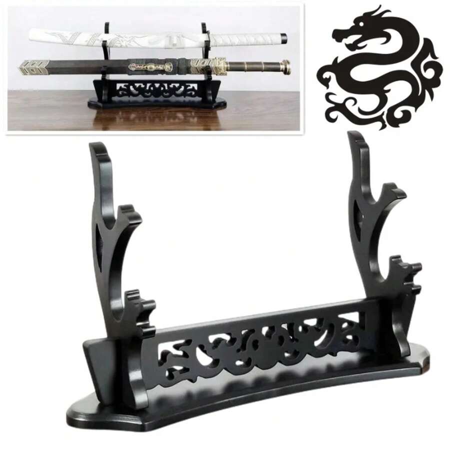 Dragon Katana Stand Holder Wooden Sword Shelf Rack Support Display ...