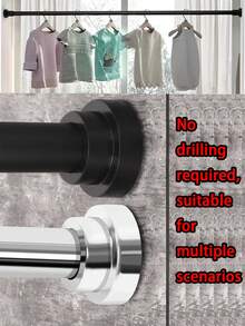 26.77in-113.78in Stainless Steel Adjustable Tension Rod, Suitable For Curtain, Shower Curtain, Closet Rod, Garment Rack - Multicolor - View 10