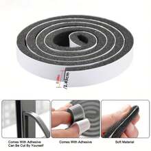 YITAPE 2 Rolls, 4 Meters Each, Self-Adhesive Door Sealing Foam Strip, 0.59 Inches Wide And 6.56 Feet Long. Noise Reduction, Windproof, And Flame Resistant. Suitable For Sealing Gaps In Glass Doors And Soundproofing PU Foam Weatherstripping For Sliding Windows. Made Of Plastic. - أبيض وأسود - مشاهدة 7