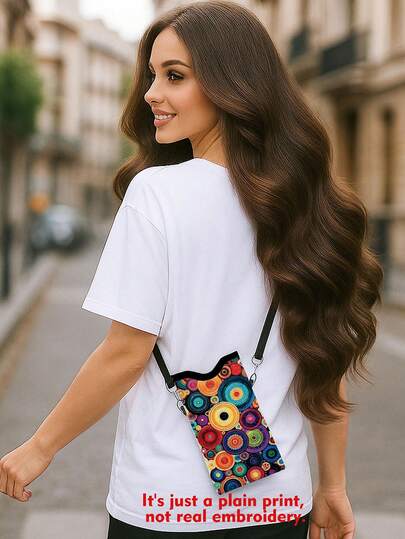 2D Pochette de téléphone ronde en cuir synthétique imprimé, convient à tous les téléphones - Design unisexe , parfait pour les trajets quotidiens, les vacances, les fêtes, les loisirs et les sports en plein air - Cadeau idéal pour la Saint-Valentin, Thanksgiving, anniversaire, mariage et autres occasions, idéal pour la famille et les amis