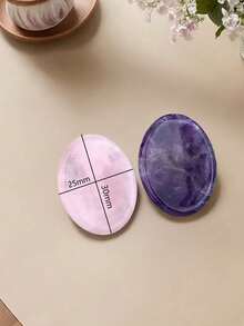 2pcs/Set Amethyst & Rose Quartz Thumb Stone Set - Handcrafted Natural Crystal, Glossy Surface, Polished Gemstone, Smooth Finish, Suitable For Yoga Studio, Office Use, 25*30mm Oval Crystal Massage Stone - Multicolor - View 11