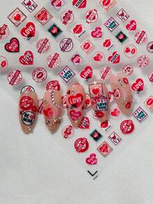 A Valentine's Day Retro Sticker With Embossed Texture, Featuring Romantic Text Elements Such As Stamps, Postmarks, Hearts, Lip Prints, Etc., Suitable For Personal DIY And Creating Sweet And Cool, Retro Romantic Style Nail Art Nails Nail Supplies - Multicolor - View 11