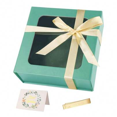 Light Green Gift Box With Window,7.5\X7.5\X3.1\ Bridesmaid Boxe For Gifts Giving,Birthday Gift Boxes With Magnetic,Closure Lid Gifts Boxes For Presents,Cute Box,Luxury For Gift Packaging,1Count(Packof1),7.5inchx7.5inchx3.1inchLightGreen