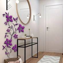 BRUP 1 Sheet Vivid Purple Flower Butterfly 2D Self-Adhesive Wall Decals,For Kids Baby Room Bedroom Nursery Decoration Wall Decal - Multicolor - View 10