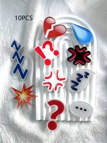 10pcs Cute Acrylic Sweat, Angry, Flame Expression Hair Clips Side Bangs Hair Accessories