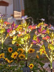 1个太阳能蝴蝶灯，是花园、庭院或小径的理想装饰，非常适合圣诞节、万圣节和各种庆祝活动。