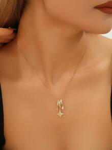 1pc Punk Style Thick Metal Chain Necklace For Women - Yellow Gold - View 8