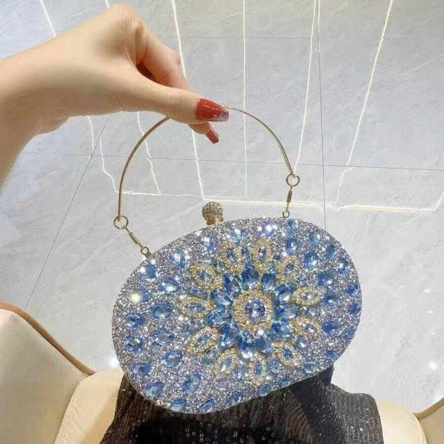 Women's Clutch Bag For Weddings, Parties, And Dinners With Removable Shoulder Strap. Elegant, Compact, And Versatile, Ideal For Events And Special Occasions. Stylish And Sophisticated F49 - Màu xanh nhạt - Xem 1