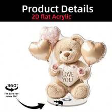 情人节360°旋转亚克力摆件 心形玫瑰树 情侣桌面装饰 浪漫礼物