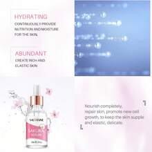30ML Sakura Face Fluid Essence Moisturizing Skin Shining Cherry Blossom Hyaluronic Acid Serum Essence Shrink Pores Tightening Skin Face Solution