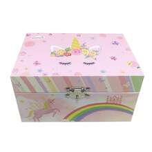 1pc Floral Unicorn Music Box, Paper Jewelry Storage Box Playing Swan Lake, Eyelash Wreath Unicorn Design With Rotating Heart And Mirror, Decor For Bedroom/Living Room, Suitable For New Year, Valentine's Day, Christmas, Birthday, Wedding - Rectangular Flower Unicorn - View 8