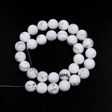1颗进口白色绿松石圆形隔珠，尺寸可选4/6/8/10/12毫米，时尚饰品DIY制作珠子，适用于友谊手链、项链、情侣饰品、手机挂饰、钥匙扣、装饰配件 - 進口白色松石 - 查看 7