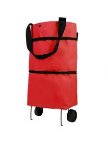 2-In-1 Lightweight Foldable Shopping Cart, Made Of Oxford Cloth With Rubber Wheels, Foldable Wheeled Shopping Cart, Reusable Shopping Bag, Suitable For Men And Women Travel, Also For Home And Kitchen Use