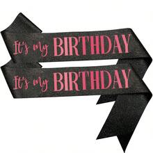 It's My Birthday Sash Black Glitter Sash With Hot Pink Foil Happy Birthday Decorations For Women Men Black Party Decorations - Multicolor - View 1