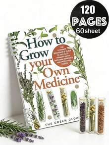 A5尺寸草药系列笔记本，螺旋装订，封面设计以药用植物和草药工具为特色，便携易用，适合大学和办公室使用。这款笔记本经久耐用，是日常笔记、办公用品、学习、艺术项目和学习的理想之选。内含120页。| 艺术封面 | 耐用封面 | 笔记本 | 返校必备 - 彩色 - 查看 3