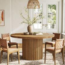 Tribesigns Solid Wood Round Dining Table For 4, 47" Farmhouse Fluted Dining Room Table, Wood Circle Kitchen Table Small Dinner Table For Dining Room, Kitchen, Natural Wood - Natural Wood - View 1