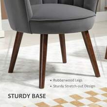 HOMCOM Dining Chair, Kitchen Chair, Armchair With Backrest, Living Room Chair, Polyester And Rubberwood, Dark Grey, 66 X 72 X 79 Cm - Dark Grey - View 6