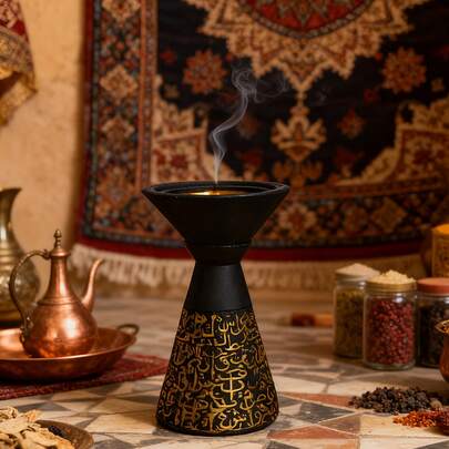 3 件套豪华中东香炉套装，饰以精美金色阿拉伯书法，是家居装饰的理想之选，可营造温馨的客厅氛围，适合瑜伽冥想和开斋节庆祝活动；是完美的斋月礼物。