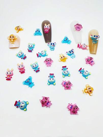 30个6-11毫米可爱迷你DIY卡哇伊卡通树脂动物平底剪贴簿女士美甲饰品小摆件装饰配件