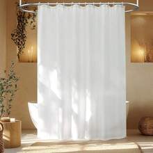 XISH Cortina De Baño De Tela Impermeable Cortina De Baño De Tela Lavable con 12 Ganchos 71 X 71 Pulgadas Blanco Neutro Opaco Cortinas De Baño Blanco - Blanco - Ver 5
