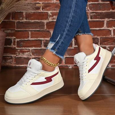 Vintage Breathable Casual Sneakers For Women, 2025 Spring/Summer New Classic White Flat Shoes, Comfortable Lace-Up Athletic Shoes
