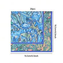 20/40/60 chiếc, Khăn giấy cocktail in hình "Hoa diên vĩ" của Van Gogh | 6.5 x 6.5 cm, Khăn giấy in hoa văn tranh sơn dầu, Khăn giấy vuông hai lớp, Khăn giấy dùng một lần trang trí sáng tạo, Thấm hút cao, Thích hợp cho các bữa tiệc ngày lễ - Nhiều màu - Xem 6