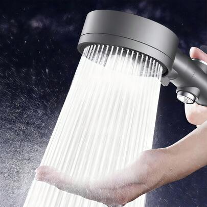 1pc 5-Setting Handheld Shower Head Set With On/Off Pause Switch - Universal Connector, Fits Standard European And US Bathroom Fittings Threads