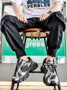 男士新款厚底运动鞋，防滑，增高，高弹时尚，透气休闲运动厚底鞋 - 灰色 - 查看 4