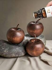 1pc Wooden Apple-Shaped Aroma Diffuser Wooden Apple-Shaped Aroma Diffuser Apple Scented Aroma Diffuser Elegant Wooden Essential Oil DiffuserElegant Brown Wood Grain, Operation Without Fire, Fully Automatic Diffusion System Suitable For Home - Multicolor - View 2