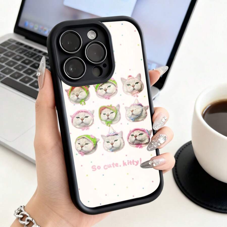 Funda de teléfono de moda, compatible con varios modelos de , y , funda de teléfono con caras de gato con sombreros coloridos y texto de gatito tan lindo para modelos de , y , protector de teléfono, funda de pareja, regalo para novio o novia, presente de vacaciones, este es un regalo popular para amigos o socios, adecuado para ocasiones de negocios. Duradera, resistente a las manchas y a las huellas dactilares, esta nueva funda para teléfono de hombres y mujeres es un gran regalo. - Burdeos - Ver 1