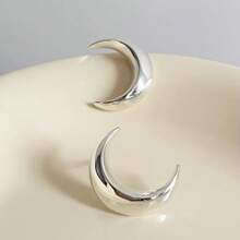 Pendientes de Luna Geométricos en Forma de C de Metal Brillante Moda Elegante Cielo Estrellado En Stock Entrega Rápida Pendientes de Joyería - Dorado - Ver 4