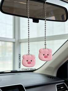 Pingente fofo de porco para retrovisor de carro, decoração, amuleto com cabeça de porco em estilo terapêutico, acessório feminino para interior de carro. - A - Ver 3