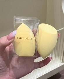 Estée Lauder 化妆海绵，斜角，可重复使用，干湿两用，粉底海绵，斜角形状，柔软，防水，粉底涂抹器，化妆工具 - 黃色 - 查看 3