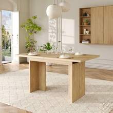 Extendable Dining Table, 140/180 X 80 Cm, Ideal For 6 To 8 People, Rectangular Shape, Thick Top, Simple Style, Oak Color, Perfect For The Dining Room, Kitchen Or Living Room. - Oak Color - View 3