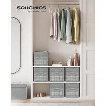 Storage Cubes, 11.8-Inch Non-Woven Fabric Bins With Double Handles, Set Of 6, Closet Organizers For Shelves, Foldable, For Clothes, Cattail Gray UROB030G01,11.8inchLx11.8inchWx11.8inchH,CattailGray - 香蒲灰 - 查看 3