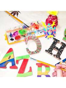 6 Inch Designable Wood Letters Unfinished Wood Letters For Wall Decor Decorative Standing Letters Slices Sign Board Decoration For Craft Home Party Projects Best Gifts Birthday Graduation - Khaki - View 4