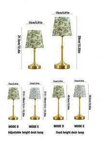 1pc Adjustable Height Fabric Lamp, USB Rechargeable Long-Lasting Battery, LED Touch Control Dimmable Desk Lamp, Portable For Indoor/Outdoor Use, Stylish Design For Bedroom, Living Room, Dining Room, Camping, Holiday Gift - Height-adjustable Fabric Table Lamp - View 8