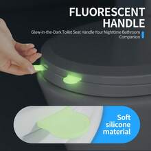 Premium PP Material Toilet Seat - Damage-Resistant Universal Fit Toilet Lid, Glow-In-The-Dark Toilet Seat Handle Soft Silicone Fluorescent Lifter Nighttime Bathroom Accessory Universal Fit ,Easy Install, Sturdy Bathroom Accessory For Most Toilet Models - White - View 4