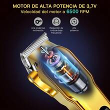 Cortadora De Pelo Kit Maquinas Para Cabello Recargable - Dorado - Ver 12