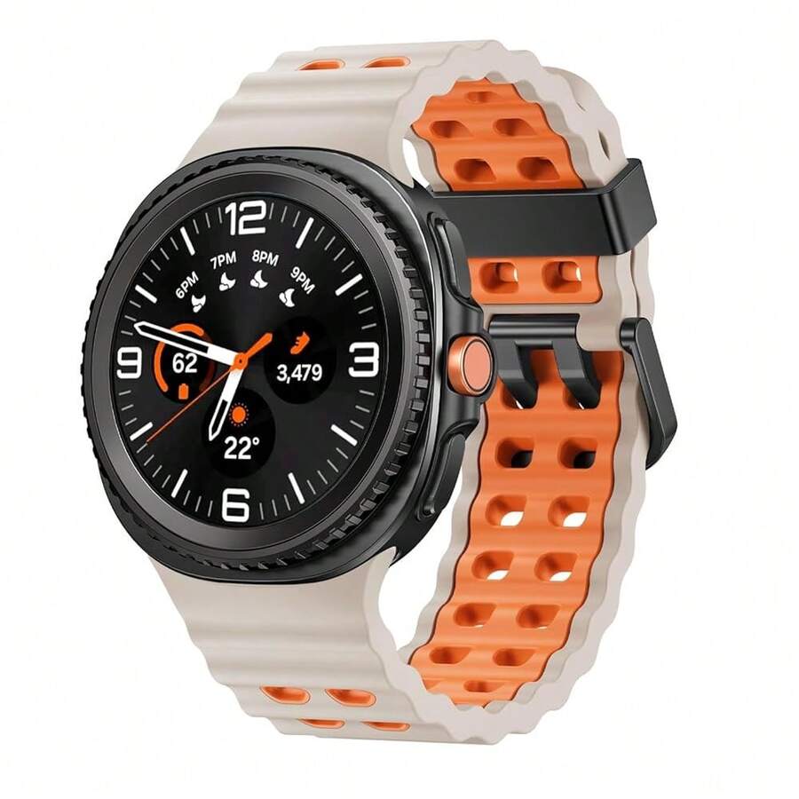 Marine Silicone Sport Band Compatible With Samsung Galaxy Watch 8 Classic 46mm Men Women, Soft Silicone Sport Breathable Band For Galaxy Watch 8 Strap 44mm 40mm,1*Stralight/Orange - 1*星光/橙色 - 查看 1