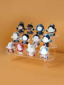 1pc Round Corner Transparent Acrylic Tiered Figurine Display Shelf, Transparent Acrylic Multi-Tier Blind Box Figurine & Cosmetics Small Decor Display Stand - Clear - View 5