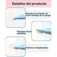 Quita Grapas, 3 Unidades en Colores Pastel (Azul Claro, Rosa Claro, Lila), Herramienta para Eliminar Grapas de Documentos, Ideal para Oficina, Escuela y Hogar, 155 mm de Longitud,37496583 - Multicolor - Ver 5